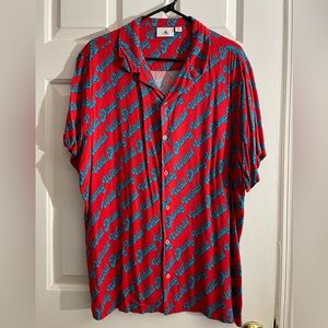 Men's X Large (XL) Disney Parks Red/Blue Walt Disney World All Over Button Down